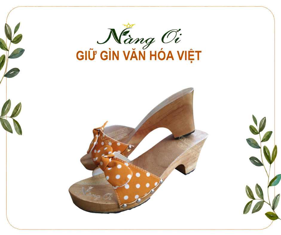 guốc gỗ quai nơ chấm bi trắng trẻ trung, năng động